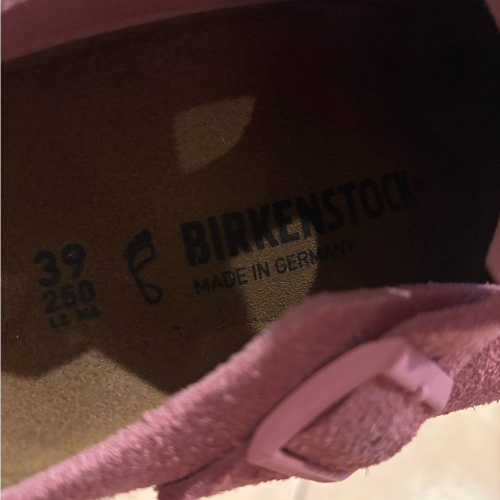 Pink Suede Birkenstocks Slip-On Clog with Adjustable Buckle - Picture 5 of 6